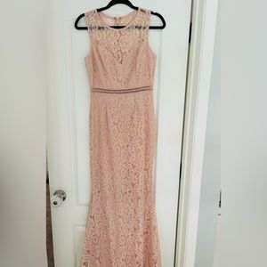 Blush Pink Lace Maxi Dress